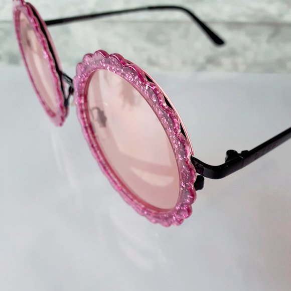 NWT Diff dixie black pink glitter round sunglasses - Picture 8 of 11